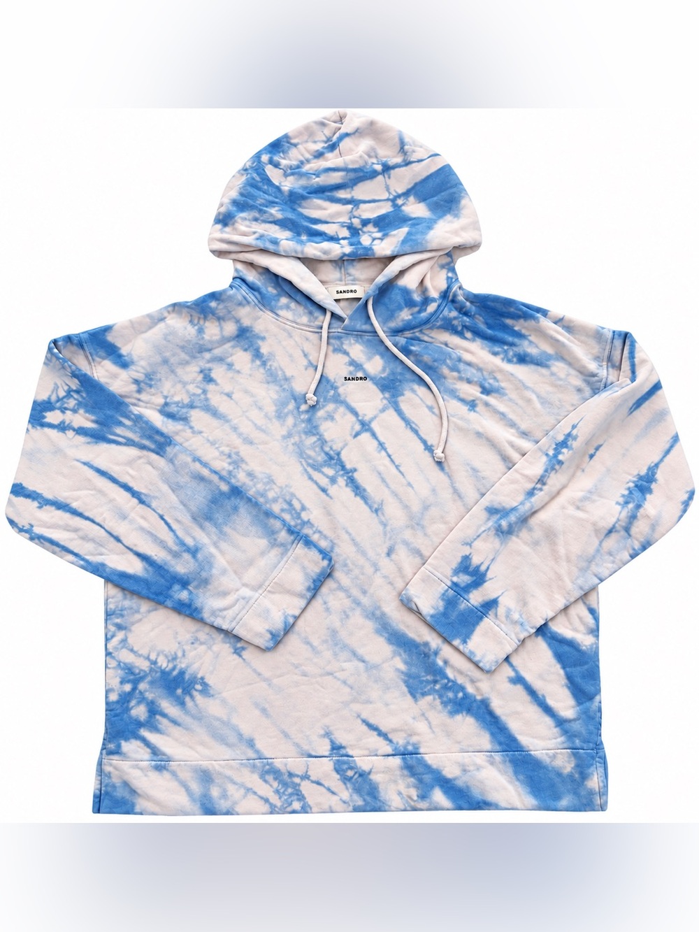 Sandro Men's Blue and White Tie-Dye Hoodie